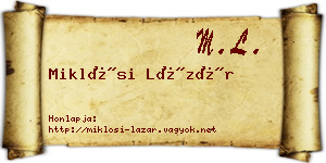 Miklósi Lázár névjegykártya